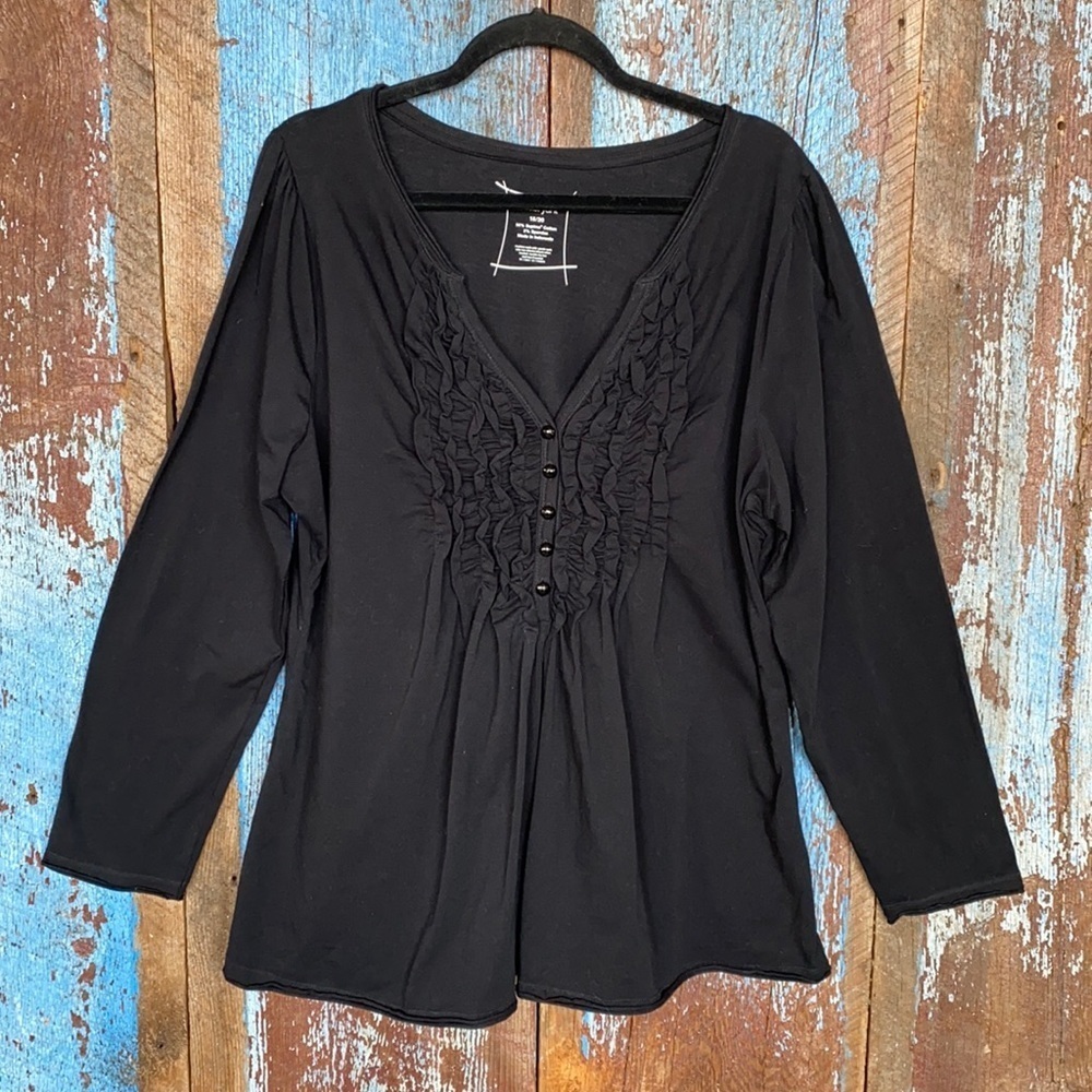 Lane Bryant Black V Neck Top Size 18/20